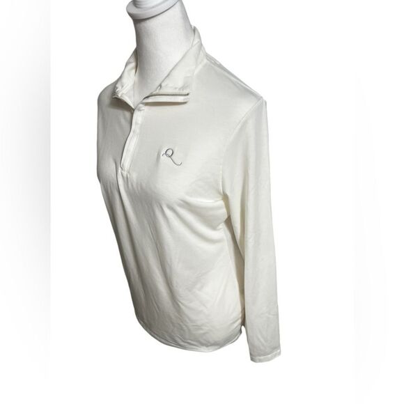 Peter Millar performance pullover quarter zip women medium cream embroidered - Picture 6 of 13